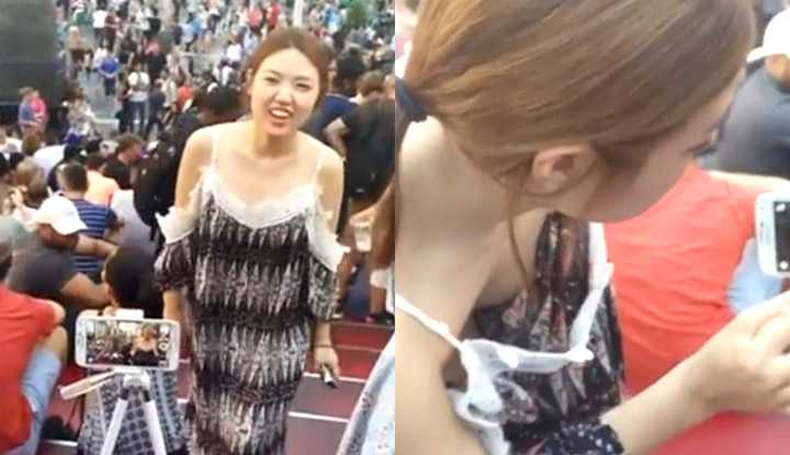 PaliTube - สาวสวยผมทองใส่ชุดเดรสแต่ไม่ใส่ชุดชั้นใน นมเธอคัพBหรือCกันนะ