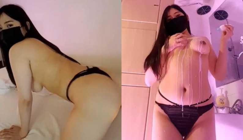 PaliTube - [เกาหลี] สาวนมใหญ่ผมยาวไลฟ์ถอดเสื้อผ้าและเขย่าหี! เทน้ำยั่วยวนในห้องน้ำ ~