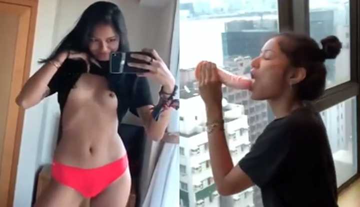PaliTube - [ฮ่องกง] สาวสวยหุ่นดี เงี่ยน โชว์นมใหญ่ อมควยปลอม ริมหน้าต่าง