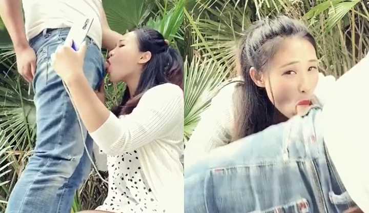 PaliTube - สาวหน้าสวย ชวนแฟนมาโม้คควยเย็ดกลางป่า