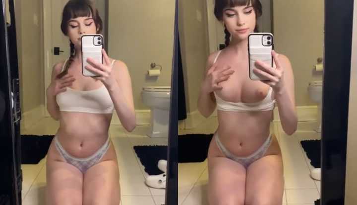 PaliTube - [ตะวันตก] สาวสวยอายุ 19 ปีที่มีใบหน้าน้อย Soogsx กำลังคุกเข่าต่อหน้ากระจกเพื่อถ่ายรูปเซลฟี่ ถอดเสื้อและเปิดเผยหน้าอก~