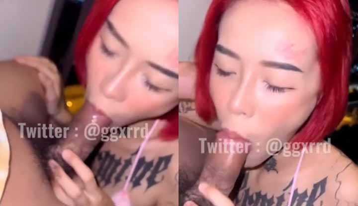 PaliTube - คลิปหลุดทวิตเตอร์ @ggxrrd สาวสักลายสุดฮาร์ดคอร์ ผมสีแดง โชว์สกิลรีดน้ำควยผัวที่ระเบียง