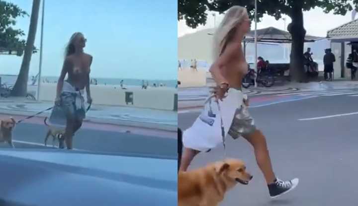 PaliTube - ทำลายสันติภาพโลก? นางแบบบราซิล 'คาร์ออลีน เวอร์เนอร์' ปลดปล่อยหน้าอกเพื่อ 'เดินสุนัขในท้องฟ้า'