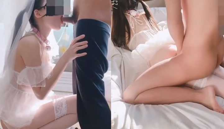 PaliTube - น้องสาวรักของฉันที่เป็นทาสรักษาสวัสดิภาพสวมชุดเจ้าสาวสีขาวเนียนอลวน จับหางม้าคู่จากด้านหลังอย่างมีพลังจริงๆ