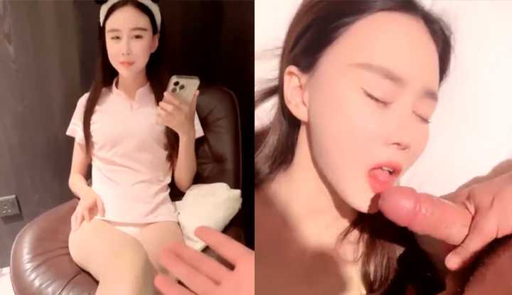 PaliTube - สาวผมยาวผิวขาวสวยกำลังมีความสุขกินไก่