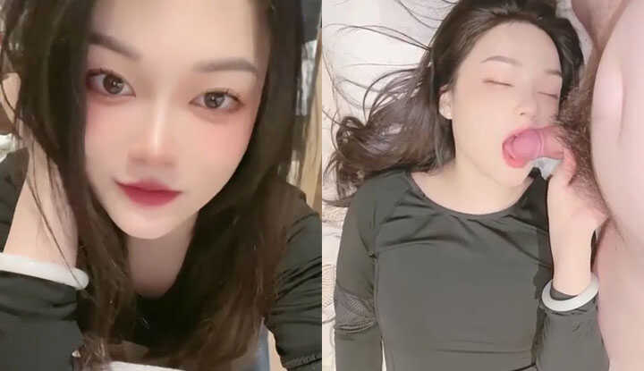 PaliTube - The girl's watery eyes are pitiful, and the greedy look of stuffing a big dick into her mouth is really cute.