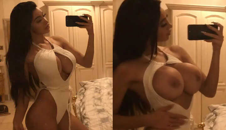 PaliTube - Chloe Khan เซลฟี่ในถุงน่องสีขาวและโชว์หน้าอกใหญ่ในวิดีโอรั่วไหลของ OnlyFans