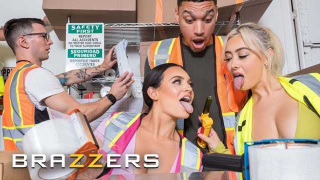 PaliTube - BRAZZERS - Horny Babes Chloe Surreal & Lexi Samplee Suck Coworkers Dicks In Their Hot Warehouse Orgy
