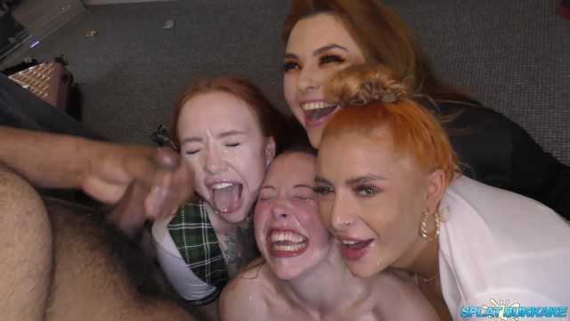 PaliTube - Incredbile bukkake party with four gorgeous redheads