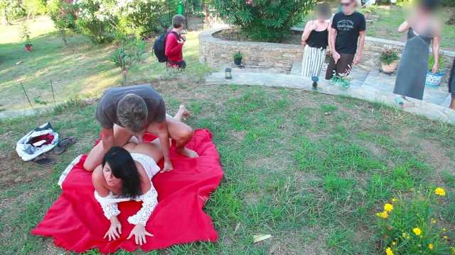 PaliTube - Public sex on the meadow with a stranger! Ass and pussy creampie and facial cumshot