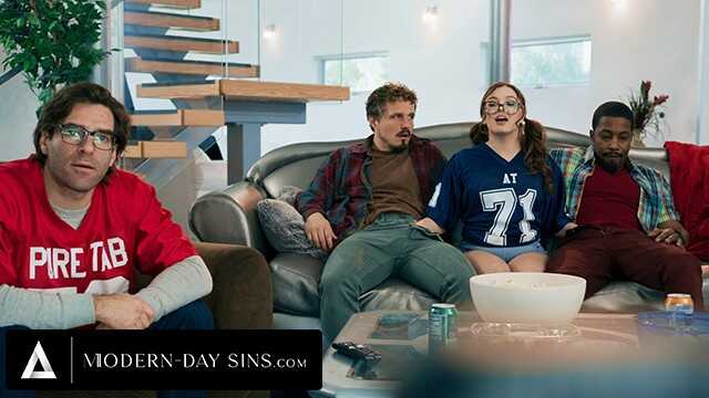 PaliTube - MODERN-DAY SINS - Naughty Teen Leana Lovings Has Sneaky Sex With Stepdad's Buddies Behind His Back